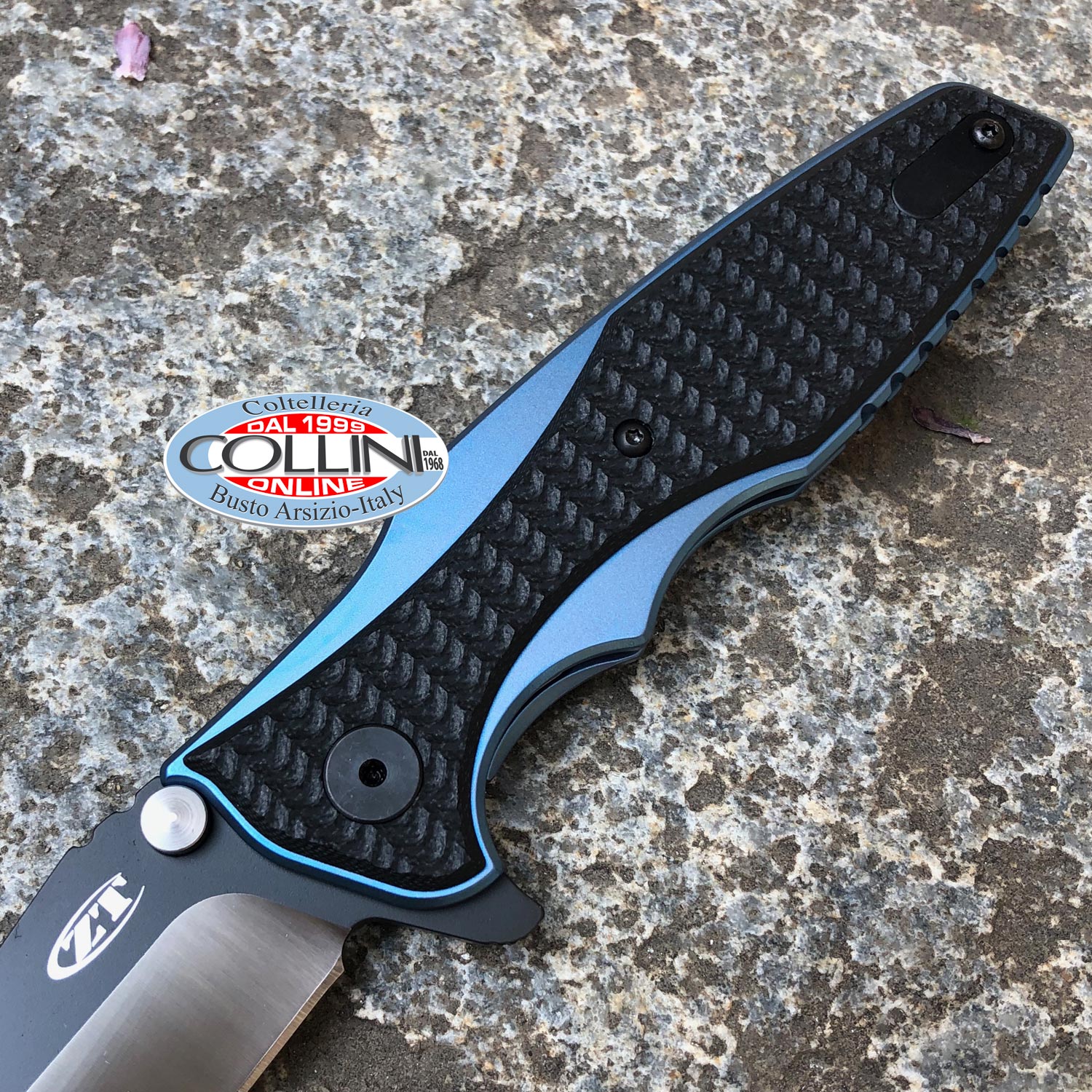 Zero Tolerance Rick Hinderer Blue Titanium Flipper ZT0393 coltello