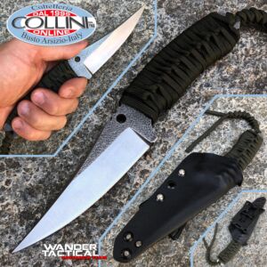 Wander Tactical - Mini Bad Medicine knife - Satin & Green Paracord - Limited Edition