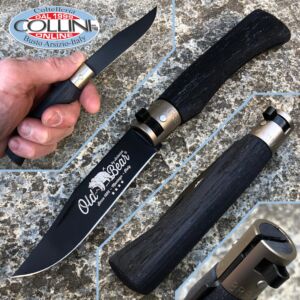 Antonini Knives - Old Bear knife Total Black Medium 19cm - Ghiera Argento - coltello