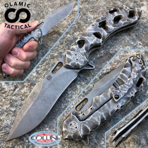 Olamic Cutlery - Wayfarer 247 knife - Boneyard Gunkote - Funky Holes - coltello artigianale