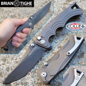 Brian Tighe and Friends - Tighe Fighter Large knife Blackwash Grey Aluminum Flipper - 1100-3BG - coltello