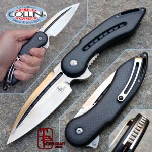 Begg Knives - Glimpse Fluted Blade Black G10 Carbon Fiber Inlays - Steelcraft - Coltello
