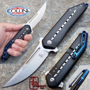 Begg Knives - Kwaiken Frame Lock Carbon Fiber Inlays Blue Anodization - Steelcraft - Coltello