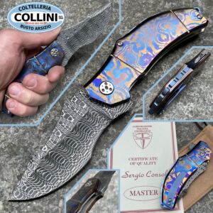 Sergio Consoli - Folder Damascus Spirograph - Timascus Handle - N°433 - coltelli artigianali