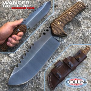 Wander Tactical - Uro Saw - Iron Washed and Brown Micarta - coltello custom