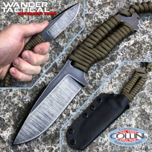 Wander Tactical - Raptor Raw Finish knife - OD green Paracord - coltello artigianale
