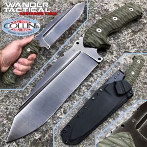 Wander Tactical - Smilodon Iron Wash and Green Micarta - coltello artigianale