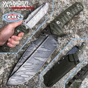 Wander Tactical - Uro - Ice Brush Tiger knife and Green Micarta - coltello artigianale