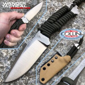 Wander Tactical - Raptor knife - SanMai V-Toku2 & Green Paracord - kydex brown - coltello custom