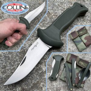 Fox - Forest outdoor knife 576 in gomma green - 9cm - fodero e kit campeggio - coltello