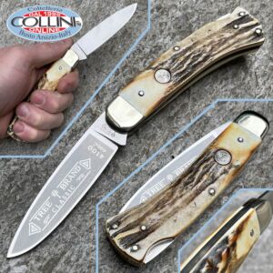 Boker - Tree Brand Classic Hunter knife 4100 - Burnt Stag - coltello vintage
