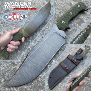 Wander Tactical - Drago The Beast knife - Raw Finish & Green Micarta - coltello custom