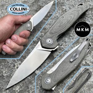 MKM - Goccia Flipper Knife by Jens Anso - Green Canvas Micarta - MK-GC-GC - coltello