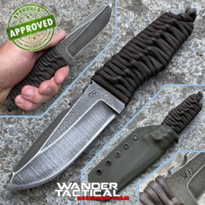 Wander Tactical - Scrambler knife - Raw Finish & Brown Paracord - COLLEZIONE PRIVATA - Coltello Artigianale