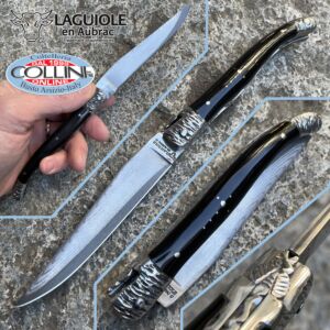 Laguiole En Aubrac - corno di bufalo con mostrine martellate e lama in VG10 Sanmai - coltello