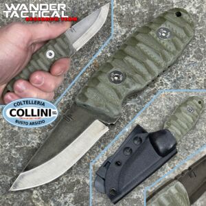 Wander Tactical - Menoceras - D2 steel - Iron Wash & Green Micarta - coltello custom