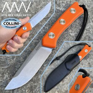 Acta Non Verba - P200 Knife - Stonewashed N690Co - Orange G10 e Cuoio - coltello