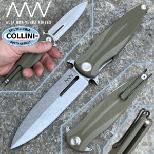 Acta Non Verba - Z400 Knife - Stonewashed Sleipner - Olive G-10 - coltello