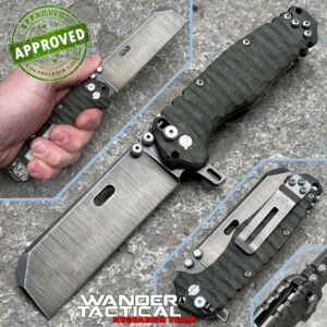 Wander Tactical - Franken Folder - Raw & Burnt Green Micarta - COLLEZIONE PRIVATA - coltello artigianale