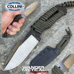 Wander Tactical - Raptor Raw Finish knife - Green Paracord - coltello artigianale