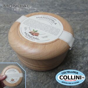 Mondial - Crema da Barba Mandorla  con ciotola in legno 150 ml - Made in Italy 