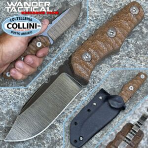 Wander Tactical - Scrambler Clip knife - Raw Finish & Brown Micarta - coltello artigianale