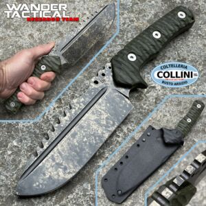 Wander Tactical - Uro Saw Marble knife - Green Micarta - coltello artigianale