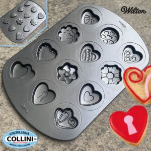 Wilton - Piastra antiaderente 12 cavità a forma di cuore - San Valentino