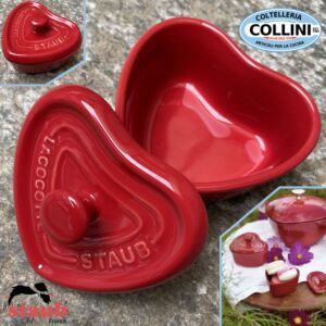 Staub - Mini cocotte cuore - 9 cm. Ceramica color ciliegia