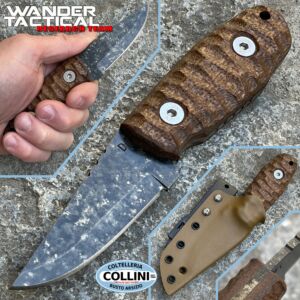 Wander Tactical - Menoceras knife - D2 steel - Marble & Brown Micarta - coltello custom