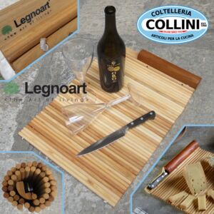 Legnoart - GUALTIERO - Tagliere portatile da picnic in legno completo di coltello