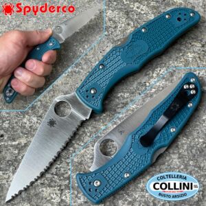 Spyderco - Endura 4 Serrated Knife - K390 Blue FRN - C10FSK390 - coltello