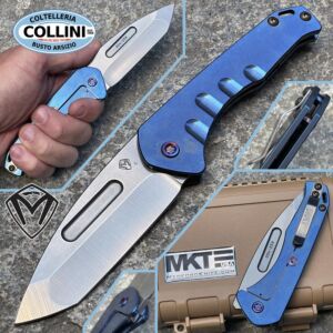 Medford Knife and Tool - Praetorian Slim Knife - S45VN Tanto Tumbled Blade, Blue Handles - MK208 - coltello
