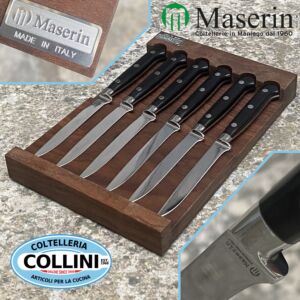 Maserin - Set 6 coltelli da bistecca forgiati  con scatola in legno con magneti
