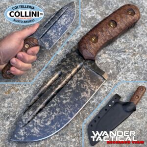 Wander Tactical - Mountain Lion knife - Marble finish and dark brown micarta - coltello artigianale