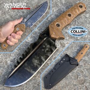 Wander Tactical - Uro Saw - Marble and Brown Micarta - coltello custom