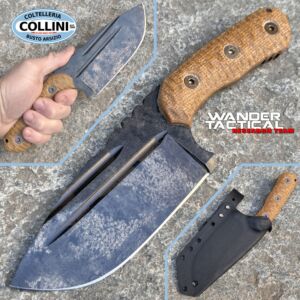 Wander Tactical - Mountain Lion knife - Marble finish and light brown micarta - coltello artigianale