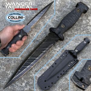 Wander Tactical - One of a Kind Dagger Knife - Ice Brush & Micarta Black - Coltello Custom