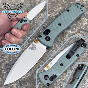Benchmade - Mini Bugout 535SL-07 - Crushed Silver Cerakote & Sage Green - Axis Lock Knife - coltello