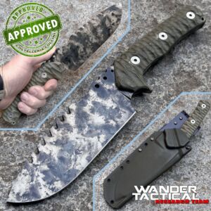 Wander Tactical - Uro Saw knife - Marble and Green Micarta - COLLEZIONE PRIVATA - custom