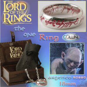 Lord of the Rings - Anello del potere in argento 18mm inc. Rossa - R221/P - Il Signore degli Anelli