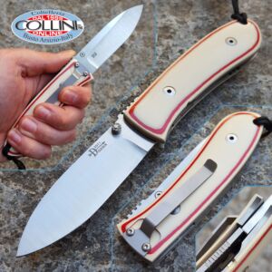 Bob Dozier - DH-SK - Westinghouse White Paper Micarta with Red Lines - coltello custom