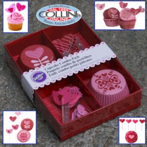 Wilton - Cupcake Decorating Set - Set Pirottini San Valentino 48 pezzi - cuore