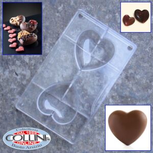 Decora - Stampo policarbonato cuore di cioccolato 2 pezzi 