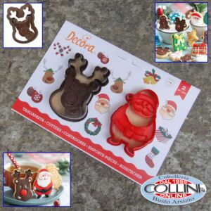 Decora - Set  2 pezzi  tagliapasta colorati :  Babbo Natale e Renna