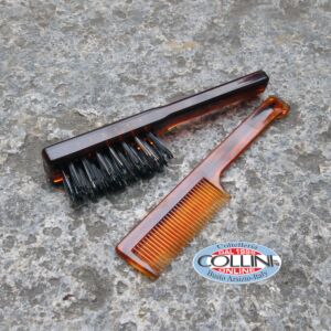 Dr. K Soap Company - Military Brush per Barba e Pettinino per Baffi - Set spazzola barba e pettine