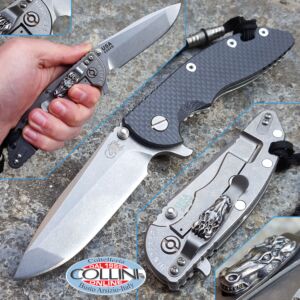 Rick Hinderer Knives - XM-18 - Spanto 3.5" Gen IV - Carbon Fiber with Flaming Horse Clip - coltello custom