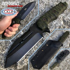 Wander Tactical - Hurricane Military Tool - Raw Finish and Green Micarta - coltello custom