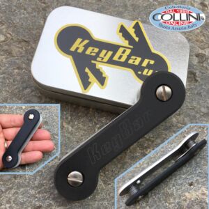 Key-Bar - Black G10 - Portachiavi in Alluminio con clip in titanio - G10-BLK