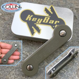 Key-Bar - OD Green G10 - Portachiavi in Alluminio con clip in titanio - G10-ODGRN
